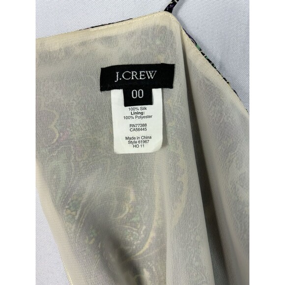 J Crew Tank Top 00 Purple Silk Blend Babydoll Spaghetti Strap Paisley Lined - Picture 8 of 8